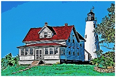 Reconstructed Bakers Island Lighthouse- Digital Painting